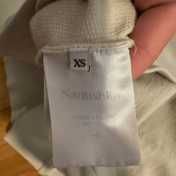Nanushka Womens Beige Organic Cotton Embossed Logo Remy Pullover Sweatshirt XS - Picture 3 of 5